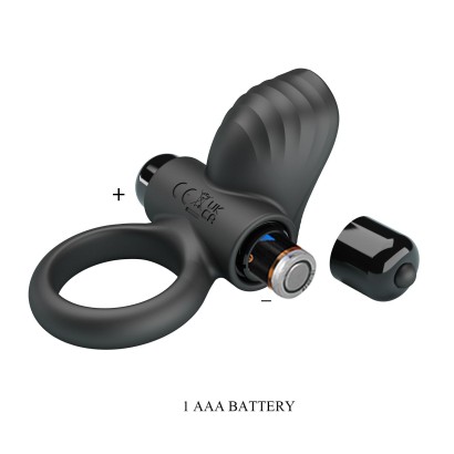 Черное эрекционное кольцо с вибрацией Adrien