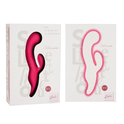 Красный вибромассажер Silhouette S13 с клиторальным стимулятором - 19,8 см.