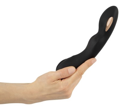 Черный вибратор-электростимулятор для точки G - 20,2 см.