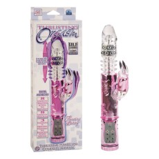 Розовый хай-тек вибратор THRUSTING BUNNY с возвратно-поступательным движением - 27 см.