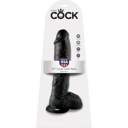 Реалистичный чёрный фаллоимитатор-гигант 10  Cock with Balls - 25,4 см.