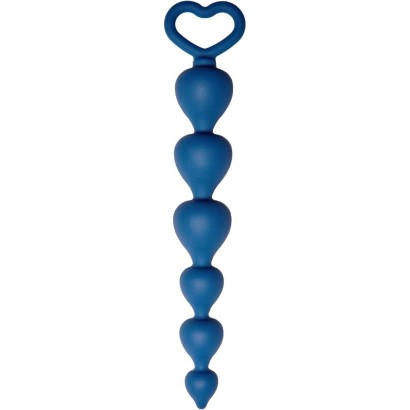 Синяя анальная цепочка Heart Ray - 17,5 см.
