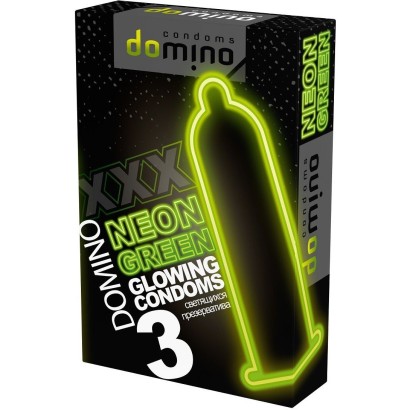 Презервативы DOMINO Neon Green со светящимся в темноте кончиком - 3 шт.